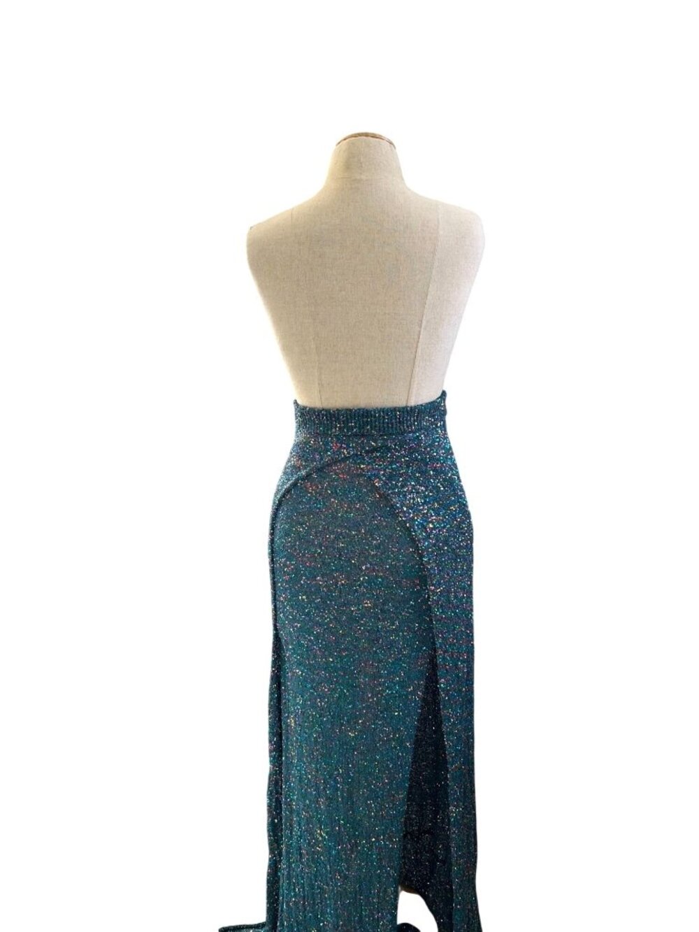 Loewe Women's Sz M Knotted-Hem sequined knitted midi skirt Glittery Maxi - Picture 5 of 16